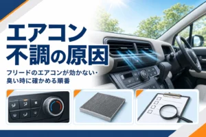 フリードのエアコン不調で確かめる順番を示したアイキャッチ