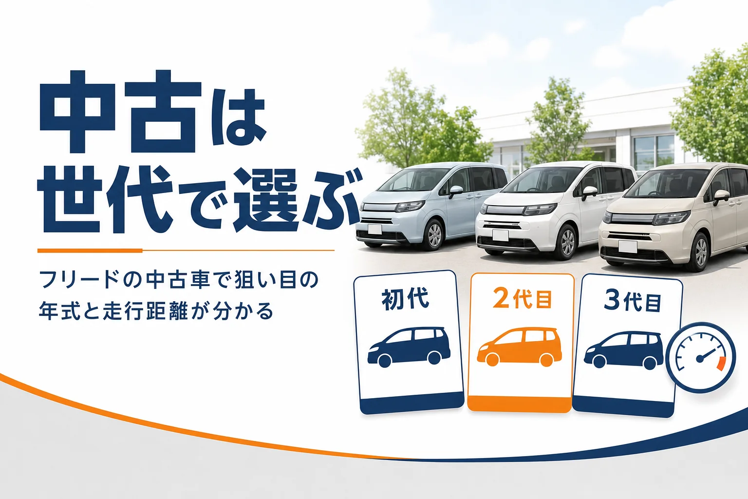 フリードの中古車を世代と走行距離で選ぶポイントを示したアイキャッチ