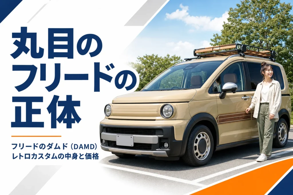 丸目2灯にカスタムされたレトロな雰囲気のコンパクトミニバン