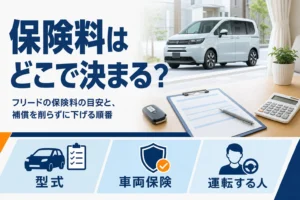 フリードの任意保険料が決まる要素を示したアイキャッチ