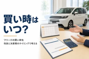フリードの買い時を改良と決算期から考える記事のアイキャッチ