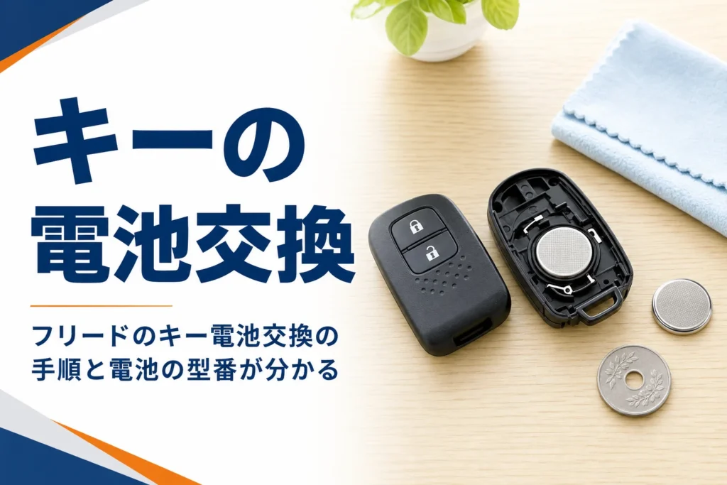 フリードのスマートキー電池交換の手順を示したアイキャッチ