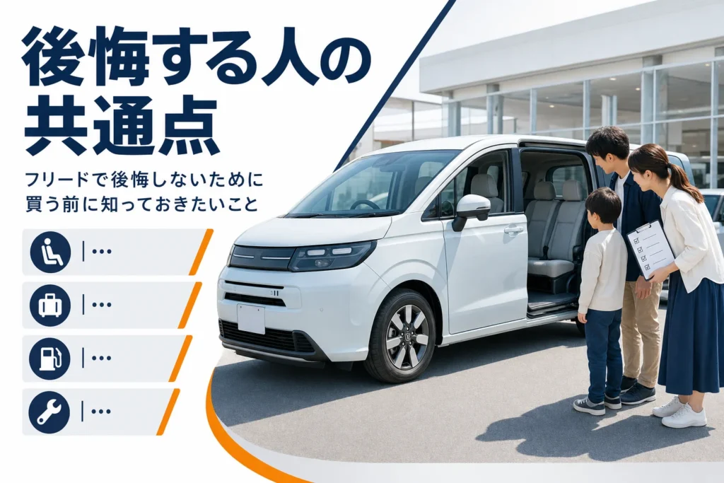 フリードで後悔する人の共通点を紹介するアイキャッチ