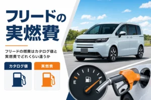 フリードのカタログ燃費と実燃費の違いを示したアイキャッチ