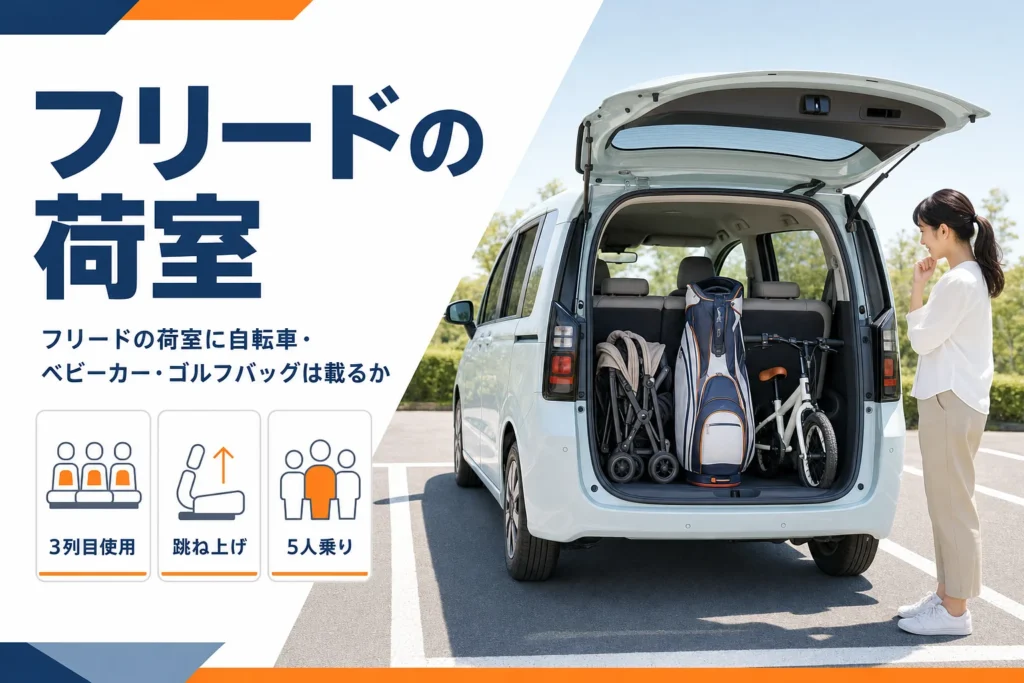 フリードの荷室に載る荷物の目安を示したアイキャッチ