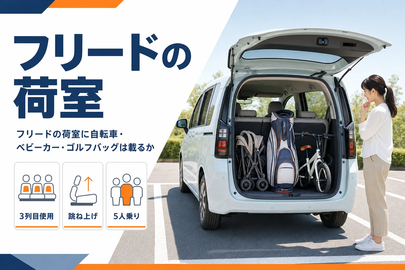 フリードの荷室に載る荷物の目安を示したアイキャッチ