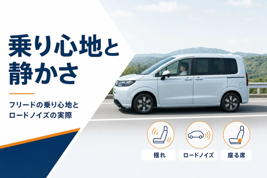 フリードの乗り心地とロードノイズの要点を示したアイキャッチ
