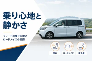 フリードの乗り心地とロードノイズの要点を示したアイキャッチ