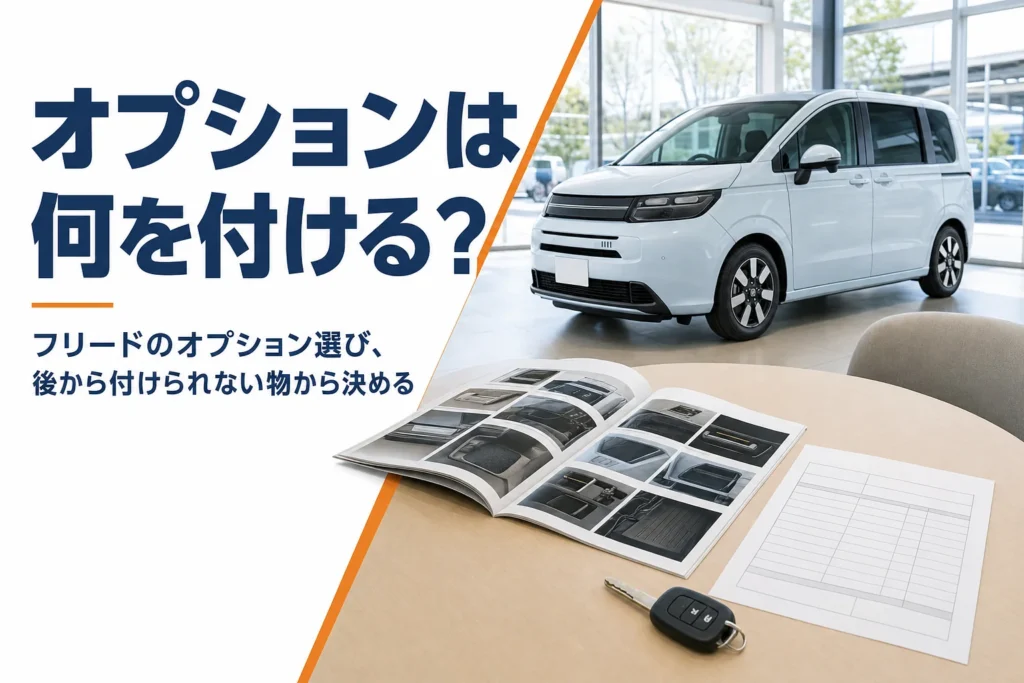 商談テーブルに置かれたアクセサリーカタログと見積書