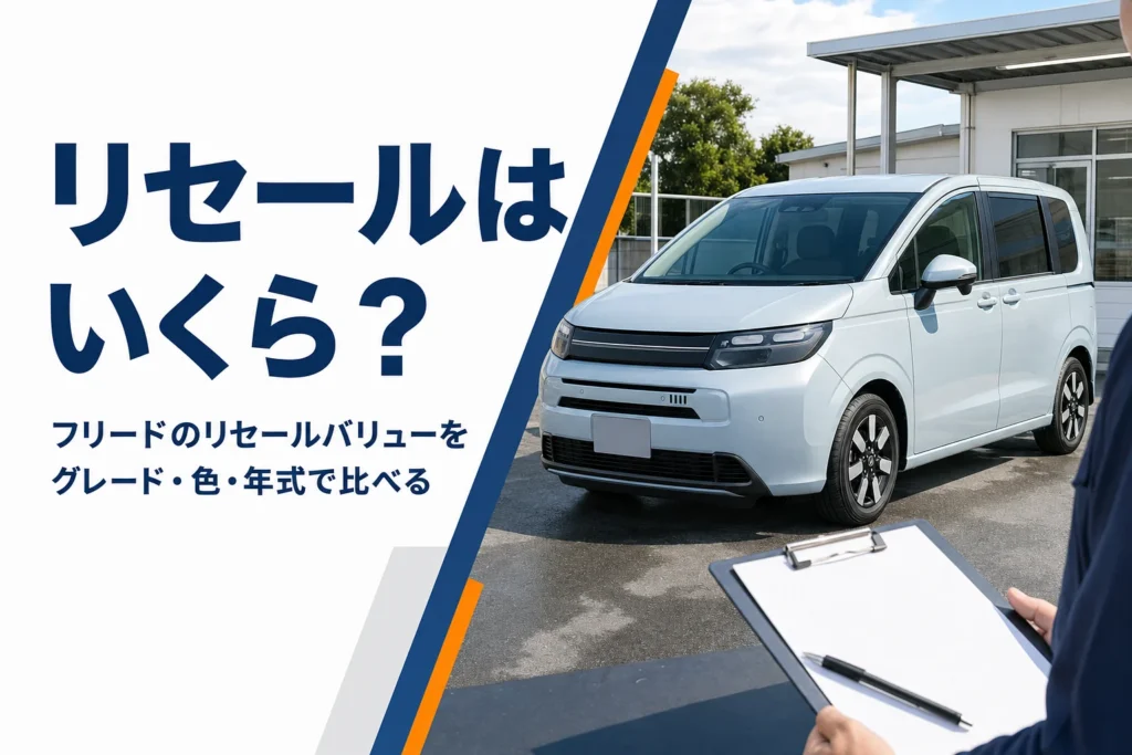 査定スペースに停まるコンパクトミニバンとクリップボード