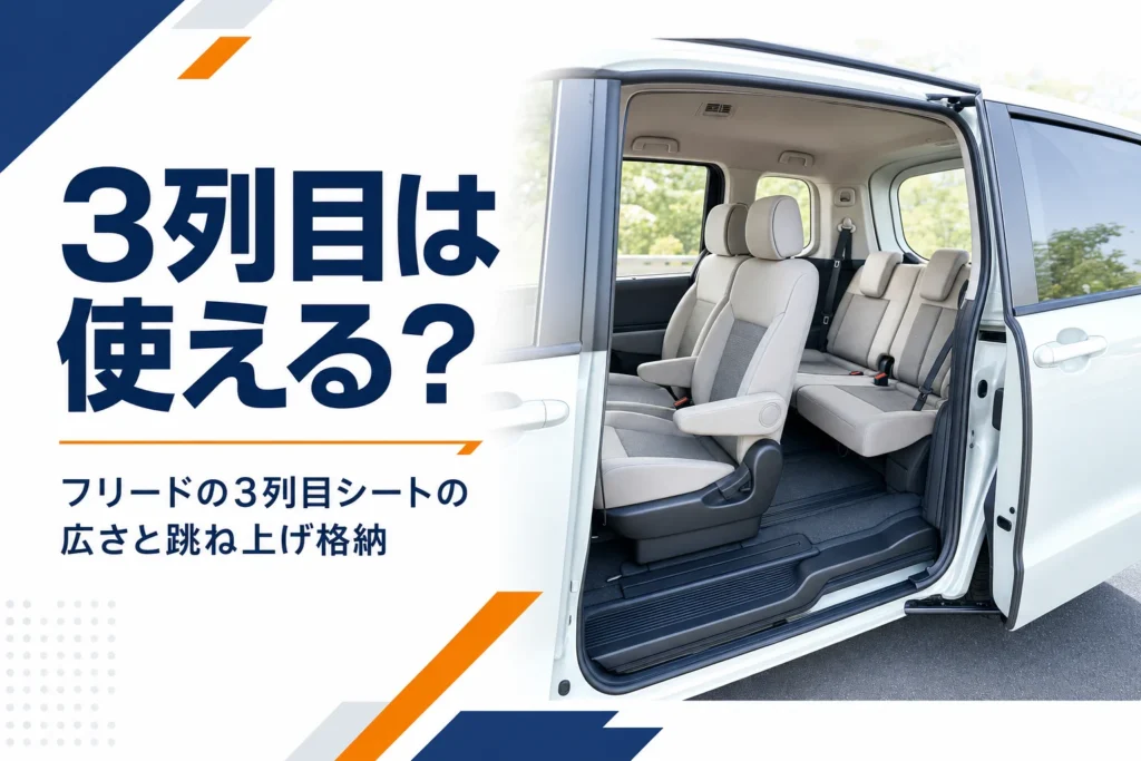 2列目のキャプテンシートの間から3列目シートが見えるミニバンの車内