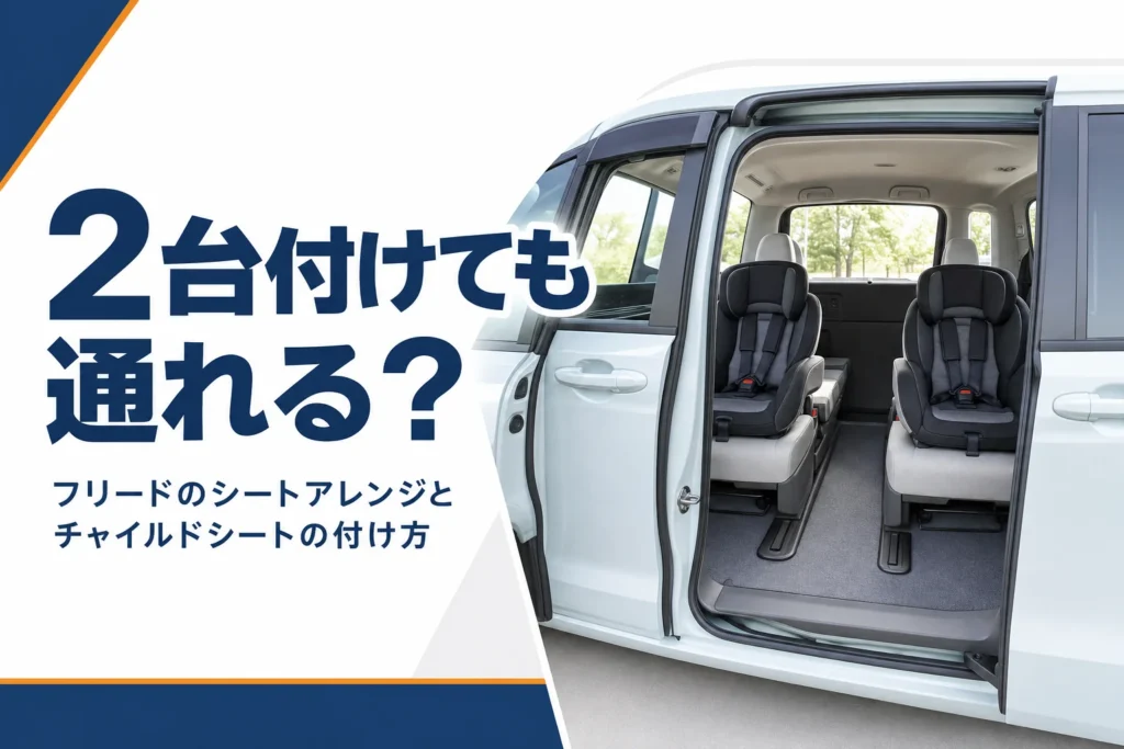 2列目の左右にチャイルドシートを付けたミニバンの車内