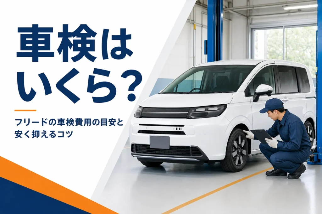 整備工場で点検を受けるコンパクトミニバン