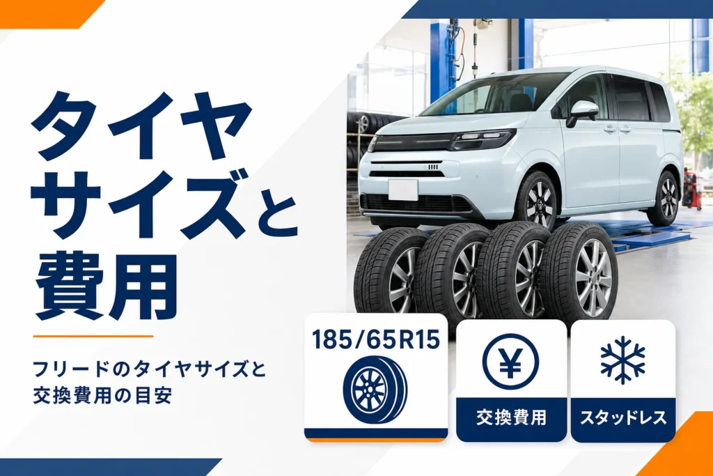 フリードのタイヤサイズと交換費用を示したアイキャッチ
