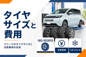 フリードのタイヤサイズと交換費用を示したアイキャッチ