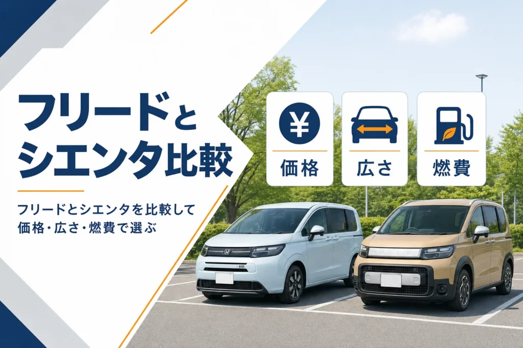 フリードとシエンタを価格・広さ・燃費で比べることを示したアイキャッチ