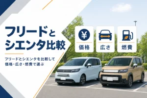 フリードとシエンタを価格・広さ・燃費で比べることを示したアイキャッチ