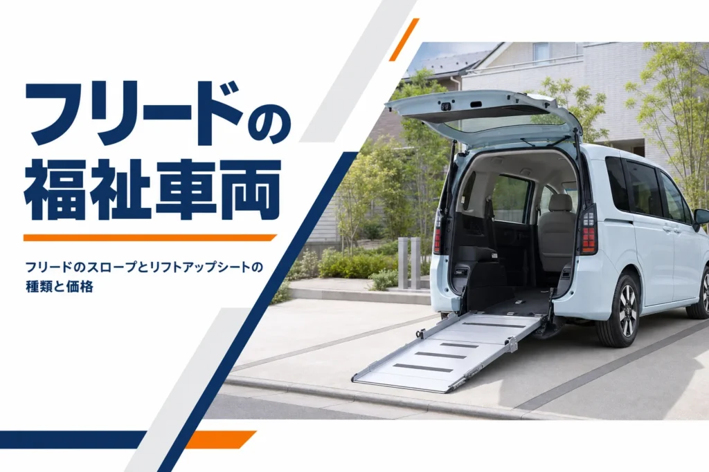 テールゲートを開けてスロープを下ろしたコンパクトミニバン