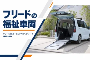 テールゲートを開けてスロープを下ろしたコンパクトミニバン