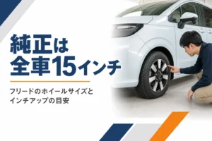 コンパクトミニバンの前輪とアルミホイールのアップ